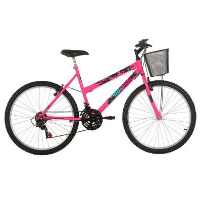 Bicicleta Safira Mountain Bike Aro 26 Quadro Aço 18 Marchas Mormaii Rosa Chicle