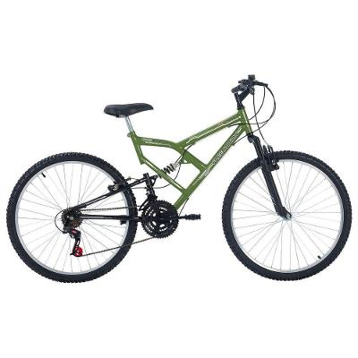 Bicicleta Full FA 240 Mountain Bike Aro 26 Quadro Aço 18 Marchas Verde Militar Free Action