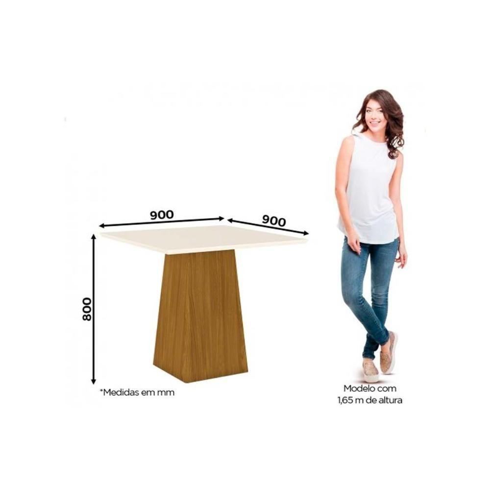 Mesa De Sala Jantar Dora + Tampo Madeirado 90x90cm Nature/off White - Henn - 2