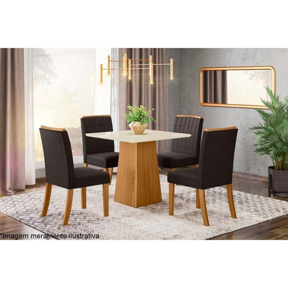 Mesa De Sala Jantar Dora + Tampo Madeirado 90x90cm Nature/off White - Henn - 2