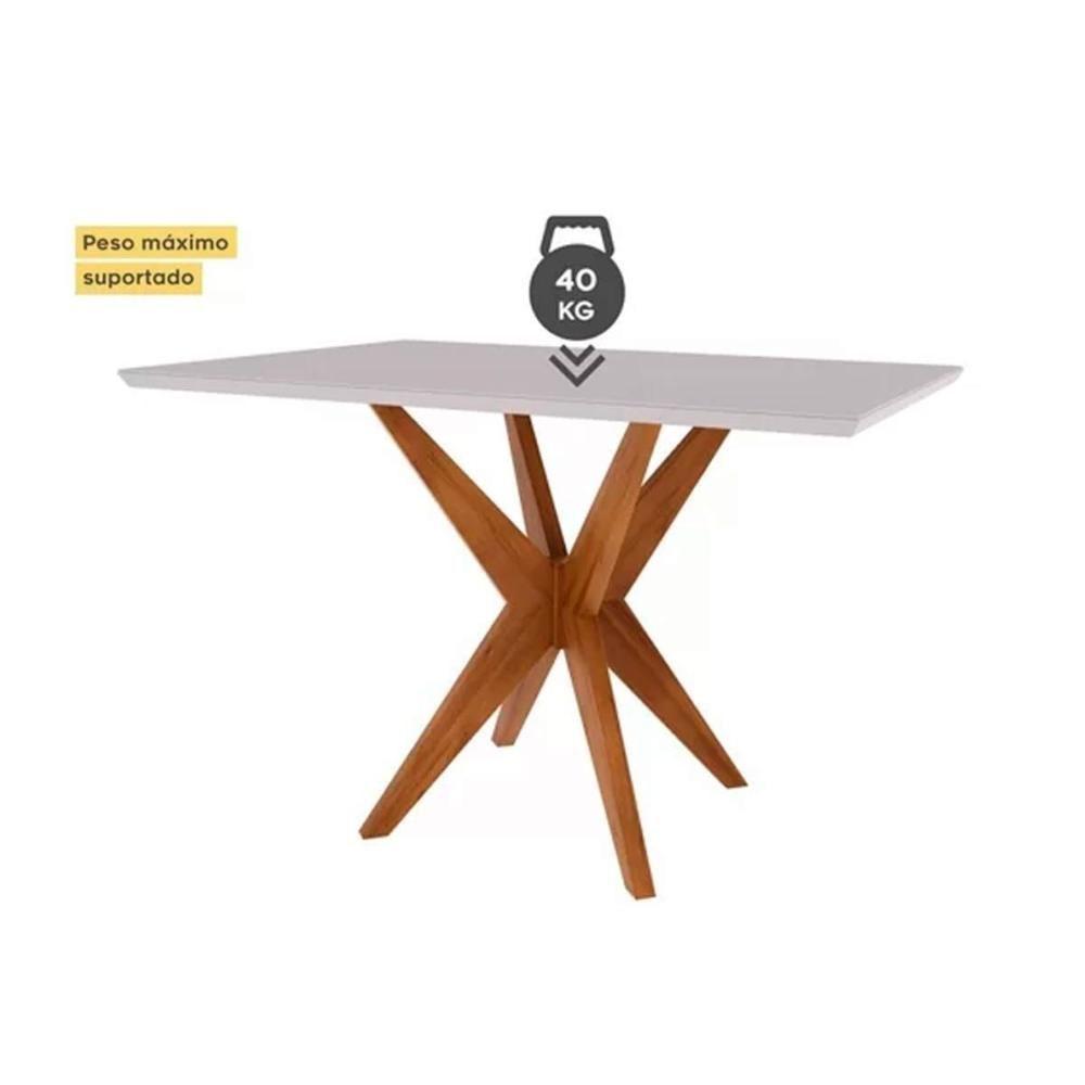 Mesa de Sala Jantar Donna 120 cm c/ Tampo Madeirado c/ Vidro Natural - Nesher - 3