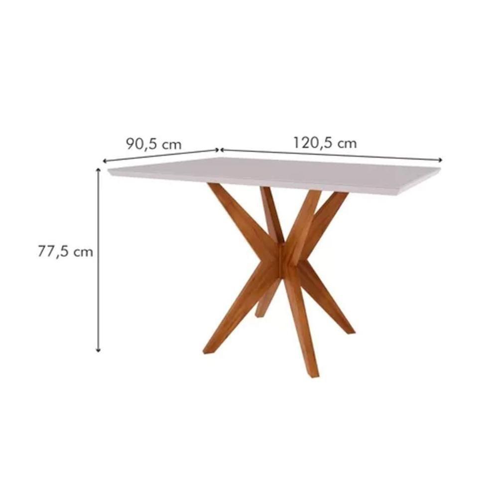 Mesa de Sala Jantar Donna 120 cm c/ Tampo Madeirado c/ Vidro Natural - Nesher - 6