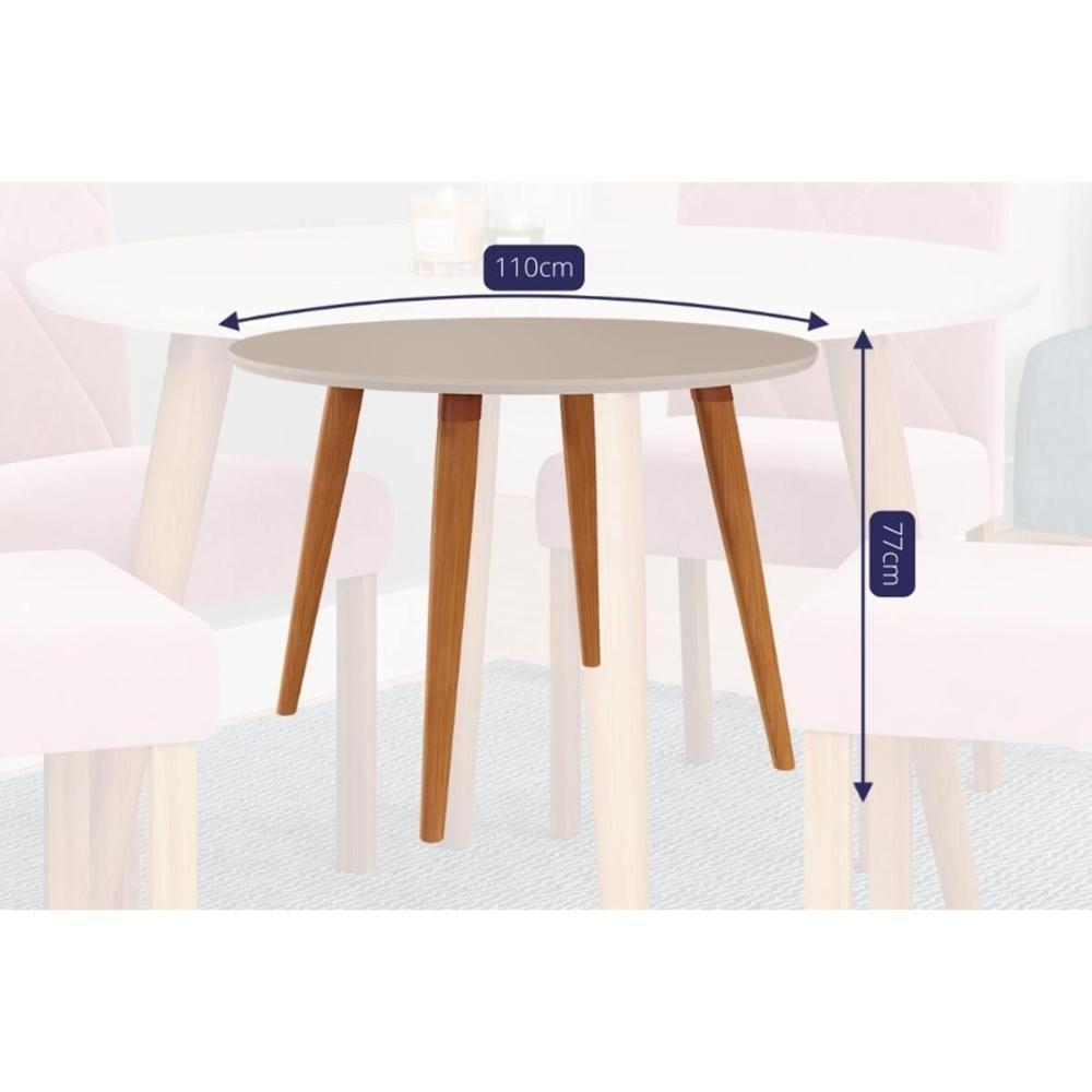 Mesa de Sala Jantar Dani 1,10 Madeira/Off White/Nude - Cimol - 3