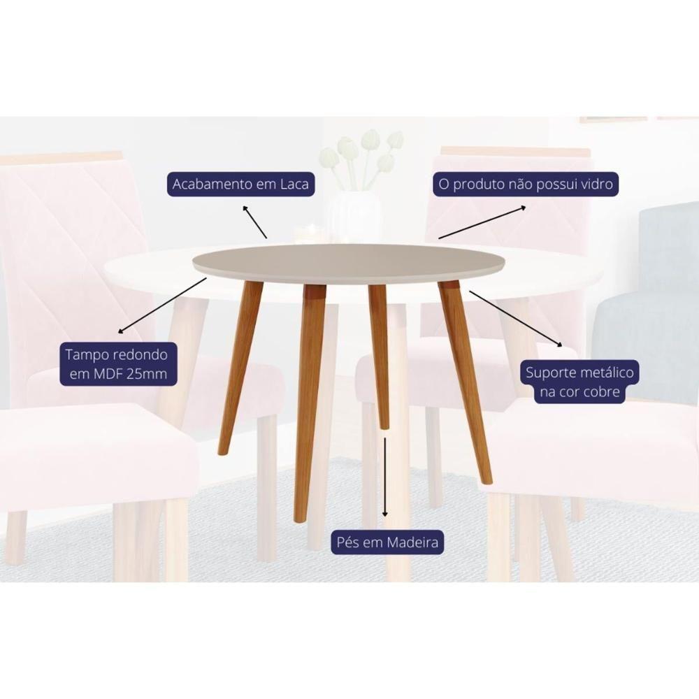 Mesa de Sala Jantar Dani 1,10 Madeira/Off White/Nude - Cimol - 4