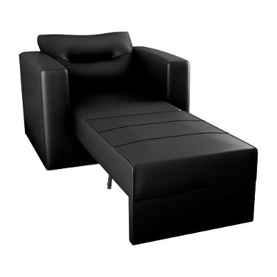 Sofá Cama Poltrona 1 Lugar Mx48 Marissol Corino Preto com Encosto Reclinável Loja Sheep