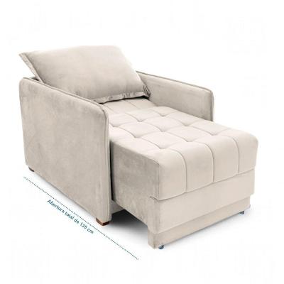 Poltrona Cama Reclinável Retrátil Viena Veludo com Assento Confortável Castor Loja Sheep