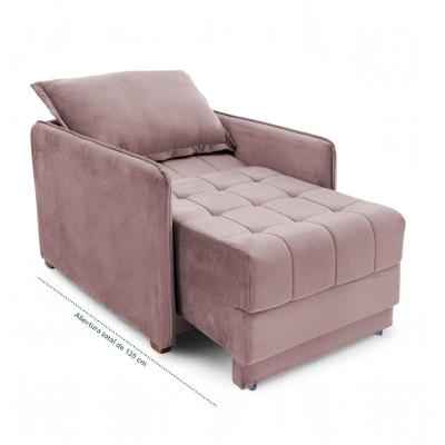 Poltrona Cama Reclinável Retrátil Viena Veludo Rose com Espuma D-26 Loja Sheep