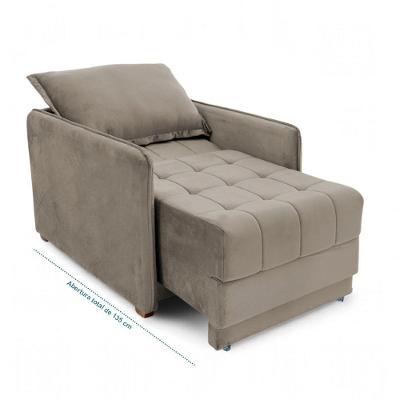 Poltrona Cama Reclinável Retrátil Viena Veludo Capuccino com Assento Macio Loja Sheep
