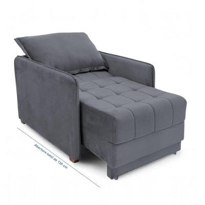 Poltrona Cama Viena Reclinável Retrátil Veludo Cinza Grafite Loja Sheep