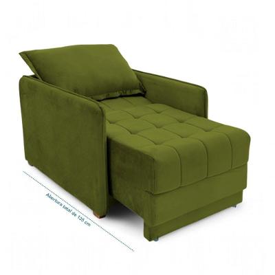 Poltrona Cama Reclinável Retrátil Viena Veludo Verde Musgo com Encosto Ajustável Viena Móveis