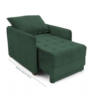 Poltrona Cama Reclinável Retrátil Viena em Veludo Confortável Verde Escuro Loja Sheep