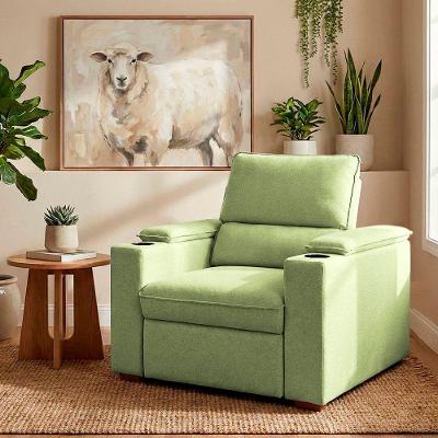 Poltrona Reclinável Retrátil Liza com Porta Copos Estofado Macio Verde Claro Loja Sheep
