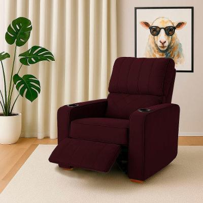 Poltrona Reclinável Sofia Veludo Vermelho com Porta Copos Confortável Loja Sheep