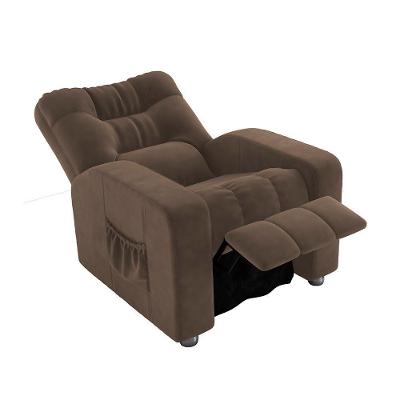 Poltrona Reclinável Mx-7 Azera Veludo Marrom com Encosto Acolchoado Loja Sheep
