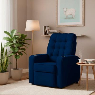 Poltrona Reclinável Lord Veludo com Encosto Alto e Assento Macio Azul Loja Sheep