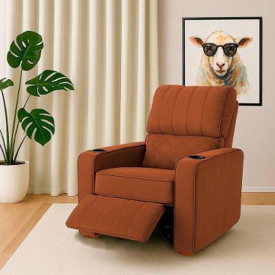 Poltrona Reclinável Sofia do Papai Veludo Terracota com Porta Copos Loja Sheep