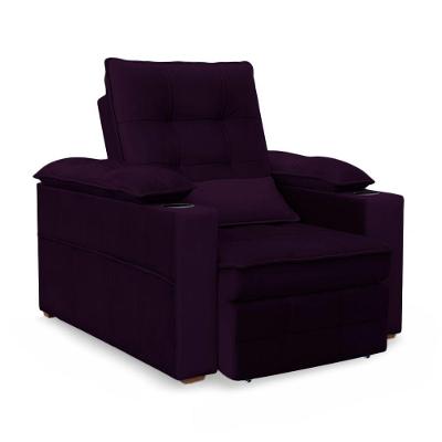 Poltrona Reclinável Retrátil Thor Veludo Roxo com Encosto Ajustável Loja Sheep