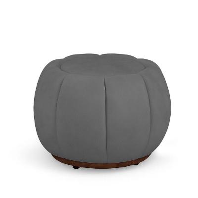 Puff Decorativo Orgânico Fixo Nuvem Assento Espuma Veludo Cinza Loja Sheep