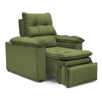 Poltrona Reclinável Retrátil Bonari Veludo Verde Musgo para Sala de Estar Loja Sheep