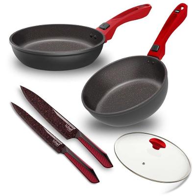 Conjunto de Panelas Ichef Ultra Sauté Grand e Day By Day Antiaderente Alumínio Vermelho