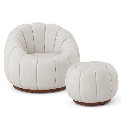 Poltrona Decorativa Orgânica Fixa com Puff Nuvem Veludo Natural Confortável Loja Sheep