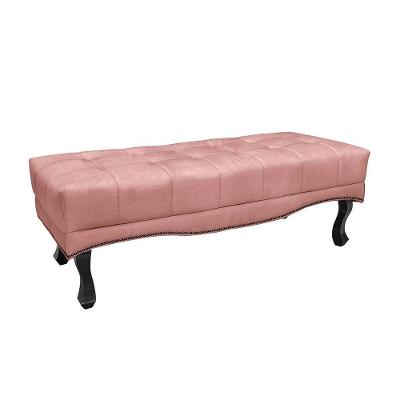 Calçadeira Recamier Solteiro Alba 90cm Veludo Estrutura em Madeira Rosa Loja Sheep