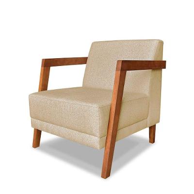 Poltrona Decorativa Norma Linho Dourado com Pés Palito Loja Sheep