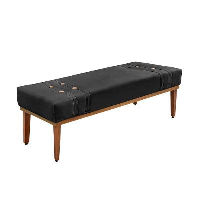 Calçadeira Recamier Cléo 90cm Solteiro Veludo com Estrutura em Madeira Maciça Preto Loja Sheep