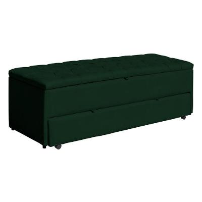 Calçadeira Sapateira Baú Casal Luna 140CM Veludo Estrutura em Madeira Verde Loja Sheep