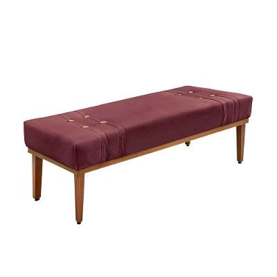 Calçadeira Recamier Cléo 160cm Queen Veludo Estrutura de Madeira Púrpura Loja Sheep