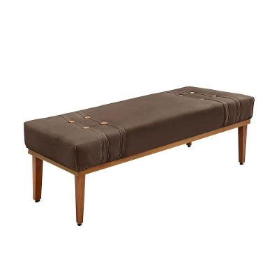 Calçadeira Recamier Cléo 195cm Casal King Veludo Marrom Loja Sheep