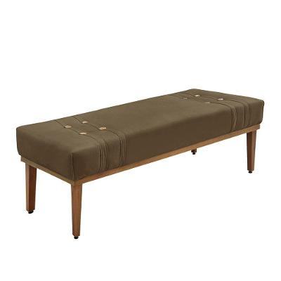 Calçadeira Recamier Casal King Cléo 195cm Suede Estrutura Madeira Caramelo Loja Sheep