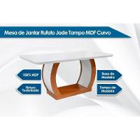 Mesa de Sala Jantar Jade + Tampo Madeirado Curvo 180x90cm Imbuia/Off White - Rufato - 3