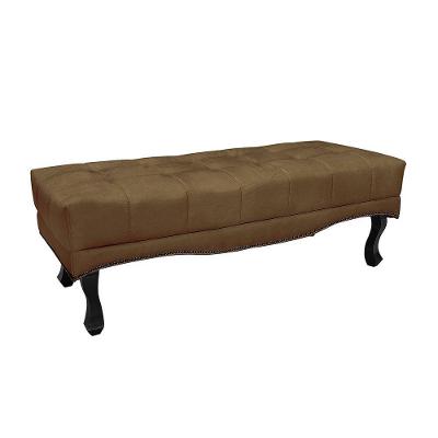 Calçadeira Recamier Alba Casal King 195cm Suede Madeira Caramelo Loja Sheep