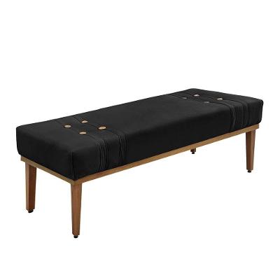 Calçadeira Recamier Casal Queen Cléo 160cm Suede Estrutura Madeira Preto Loja Sheep