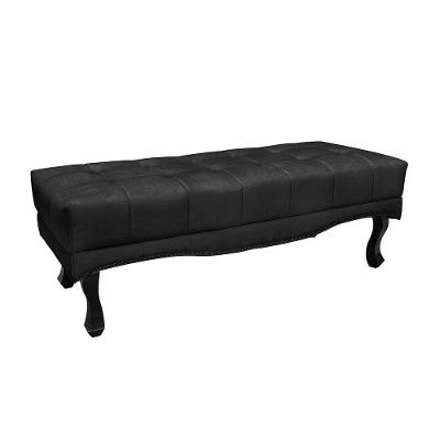 Calçadeira Recamier Casal King Alba 195cm Suede Preto com Pés em Madeira Loja Sheep