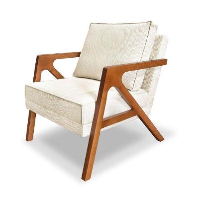Poltrona Decorativa Monalisa Luxo Boucle Oro Assento D26 com Braços em Madeira Loja Sheep