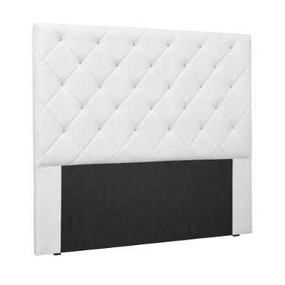 Cabeceira Solteiro Dora 90cm Estofada Fixação no Box Estrutura MDF-MDP Corino Branco Loja Sheep