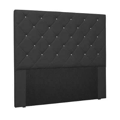 Cabeceira Queen Dora para Cama Box Fixação no Box Estrutura MDF-MDP Revestida em Corino Preto