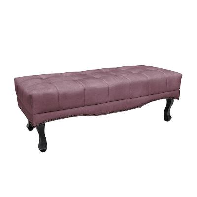 Calçadeira Recamier Alba 140cm Casal Veludo Estrutura Madeira Violeta Escuro Loja Sheep