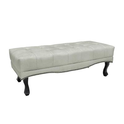 Calçadeira Recamier Alba 140cm Casal em Veludo e Madeira Prata Loja Sheep
