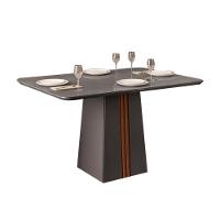 Mesa de Sala Jantar Italia + Tampo Madeirado Vidro 120x90cm Cinza Urbano/Freijo/Cinza Urbano - DJ Móveis - 1