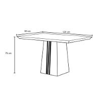 Mesa de Sala Jantar Italia + Tampo Madeirado Vidro 120x90cm Cinza Urbano/Freijo/Cinza Urbano - DJ Móveis - 2