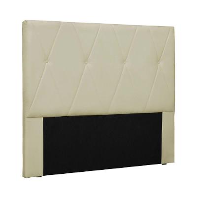 Cabeceira Elisa Cama Box King Estofada Estrutura MDF-MDP Corino Creme Loja Sheep