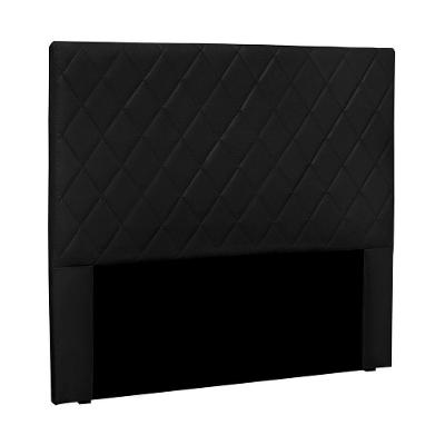 Cabeceira Queen Tina Estofada Fixação no Box MDF MDP Suede Preto Loja Sheep