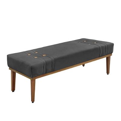 Calçadeira Recamier Cléo 195cm Casal Suede Madeira Cinza Loja Sheep