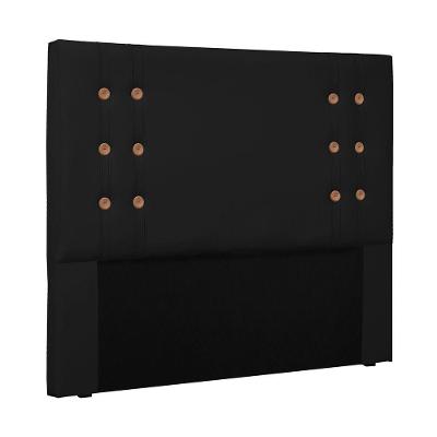 Cabeceira Cléo Casal 140cm Estofada Fixação no Box Corino Preto Loja Sheep