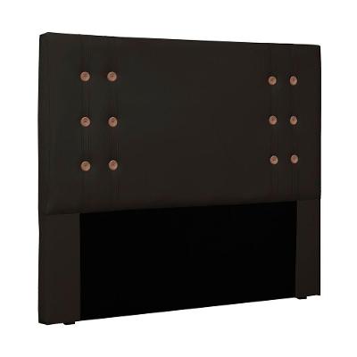 Cabeceira Cléo Cama Box King Estofada em Corino Marrom Fixação no Box Loja Sheep