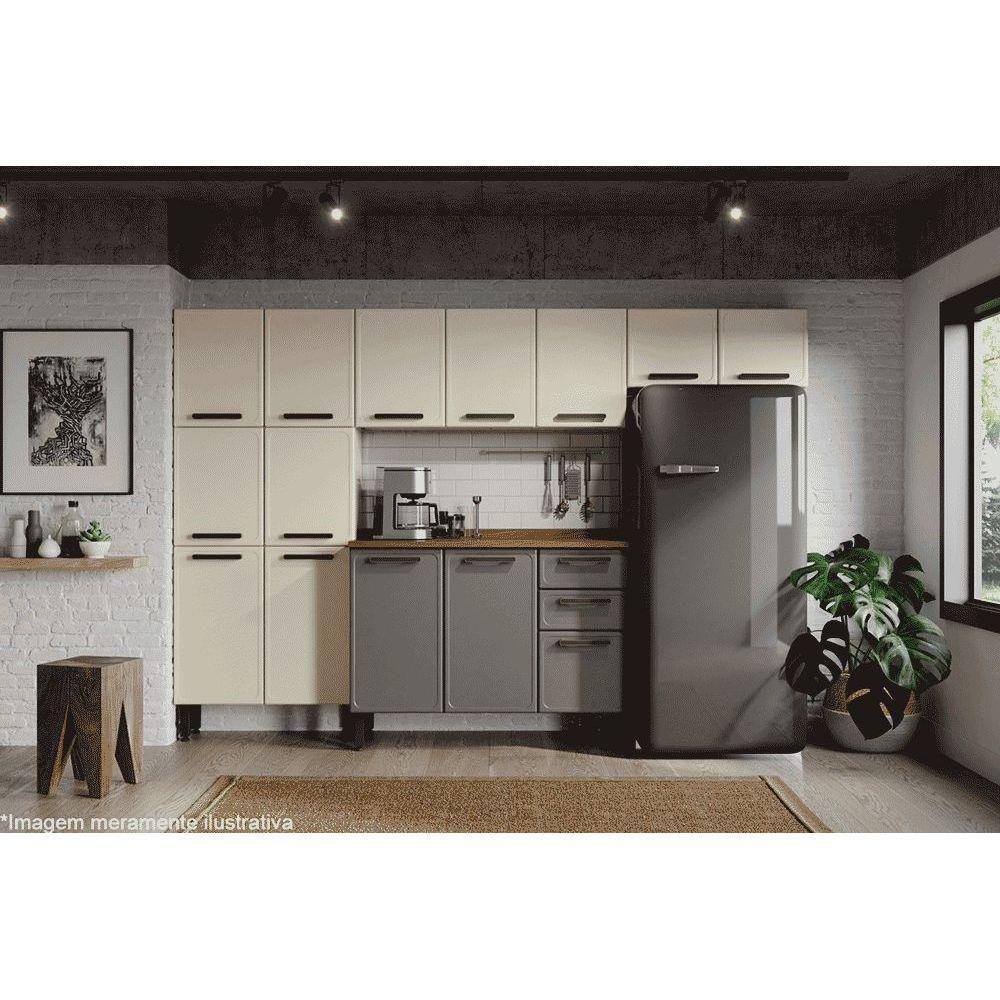 Armário Aéreo Cozinha Modulado  Estilo 7008 3 Portas Cinza/Grafite - Bertolini - 2