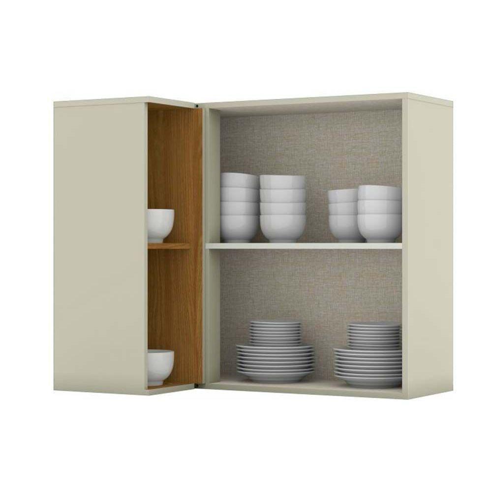 Armário Aéreo Cozinha Modulado  Canto Reto Essência 1 Porta Areia/Nature - Henn - 4